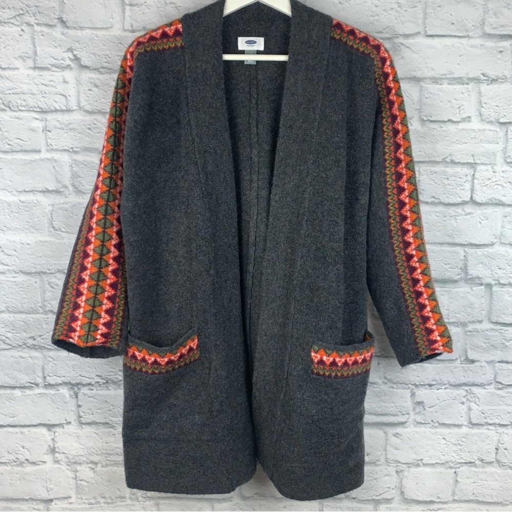Old Navy Aztec Open Front Cardigan Dark Charcoal Gray Women’s Size Small